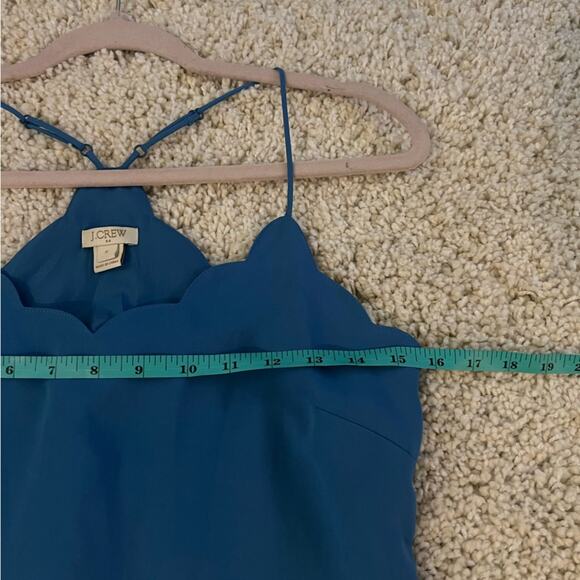 J. Crew Blue Scallop Neckline Racerback Tank Size 0 - Picture 7 of 8